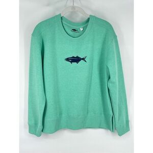 Menemsha Blues Ladies Unity Crew Fish Sweatshirt Biscayne Aqua Size Medium EUC